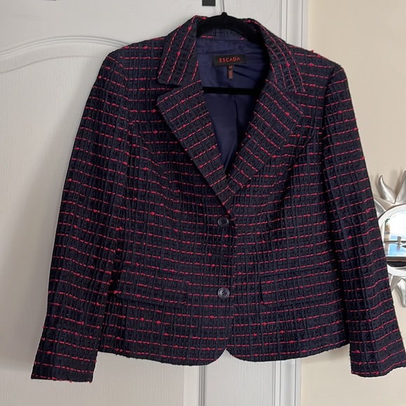 ESCADA LADIES BLUE PINK TWEED JACKET-42-EUC - Picture 4 of 12